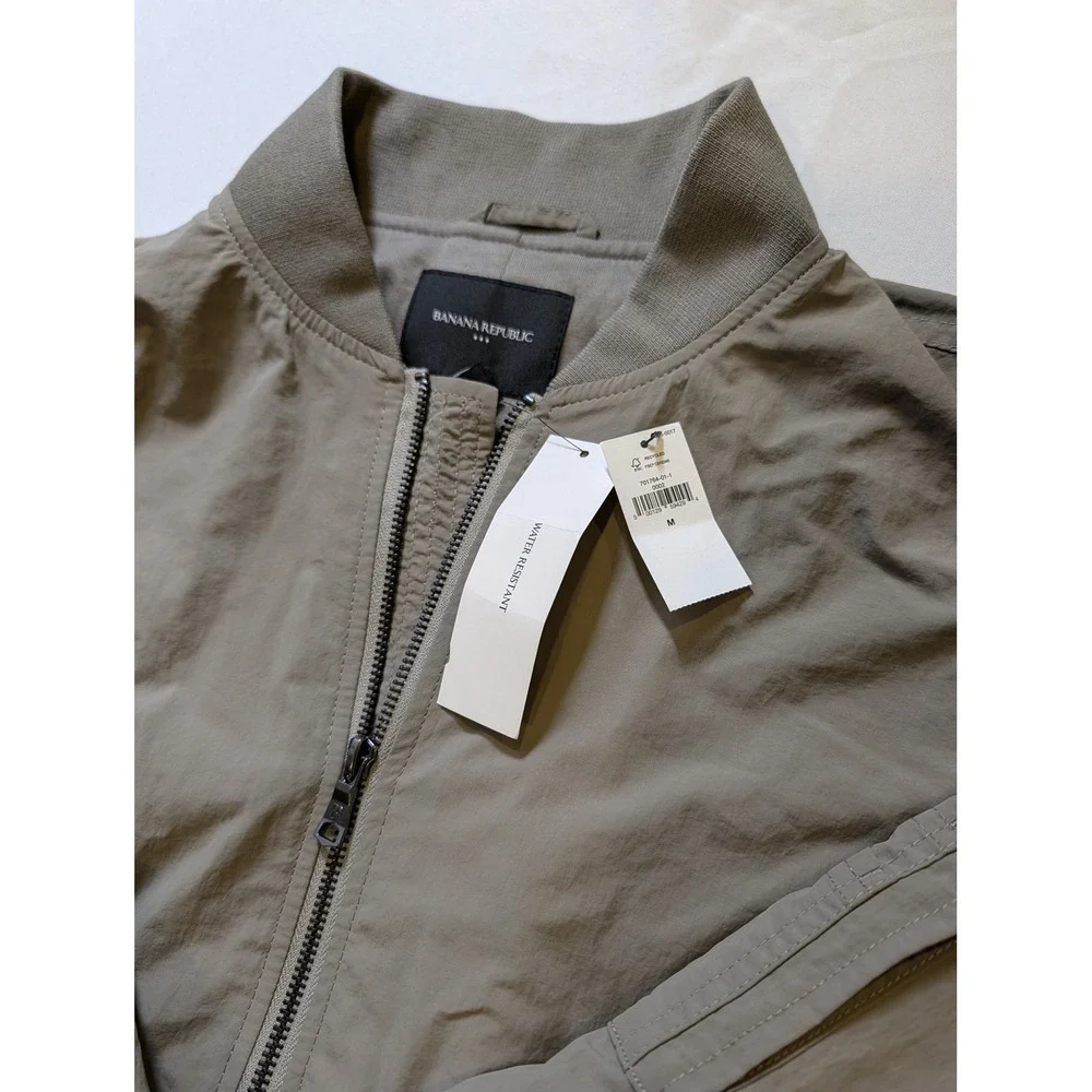 Banana Republic Men's Bomber Jacket Gray Full Zip Water Resistant Medium NWT